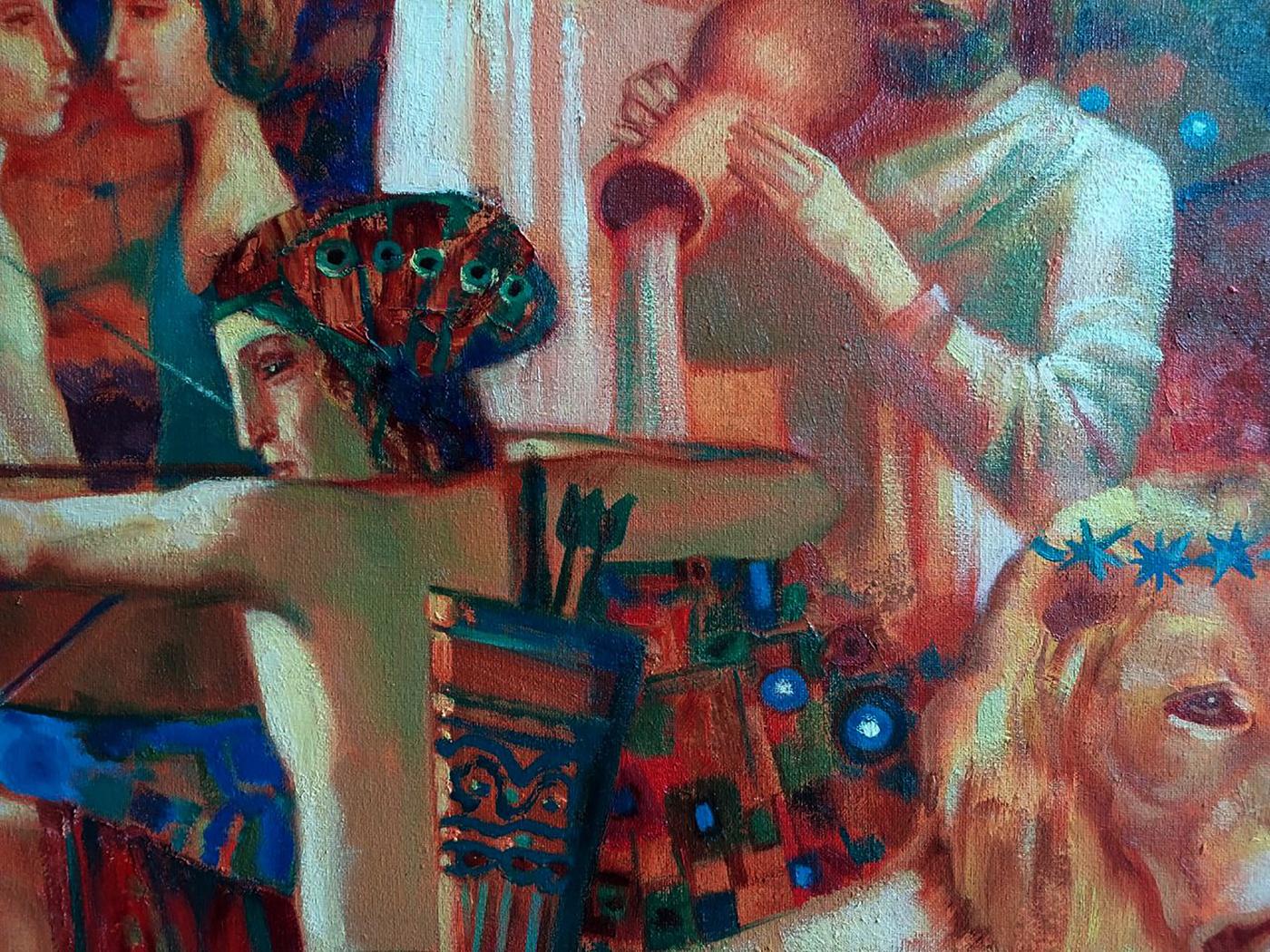 Vibrant abstract zodiac signs oil painting by Anatoly Tarabanov