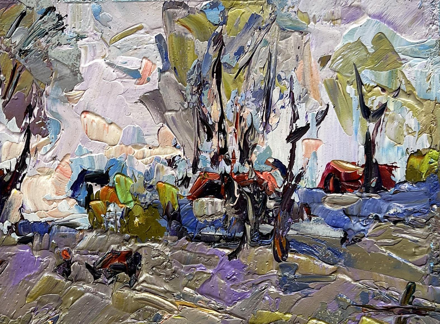 Oil painting Far from the village by Oleksiy Ivanyuk vibrant colors