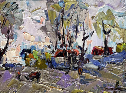 Oil painting Far from the village by Oleksiy Ivanyuk vibrant colors