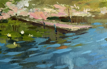 Vibrant impressionist oil painting The road to the river by Yuriy Suprunchuk