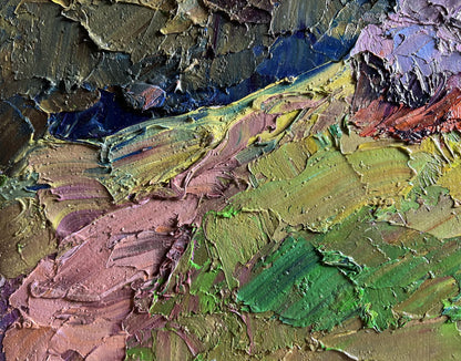 Oil painting Path to the Mountains by Boris Serdyuk, impasto earthy tones