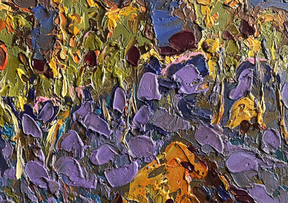 Oil painting Autumn frost in the field by Oleksiy Ivanyuk, textured abstract impasto