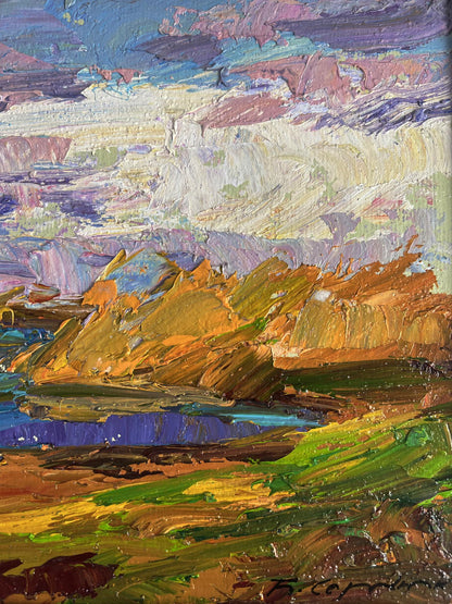 Oil painting Autumn sunset by the river by Boris Serdyuk