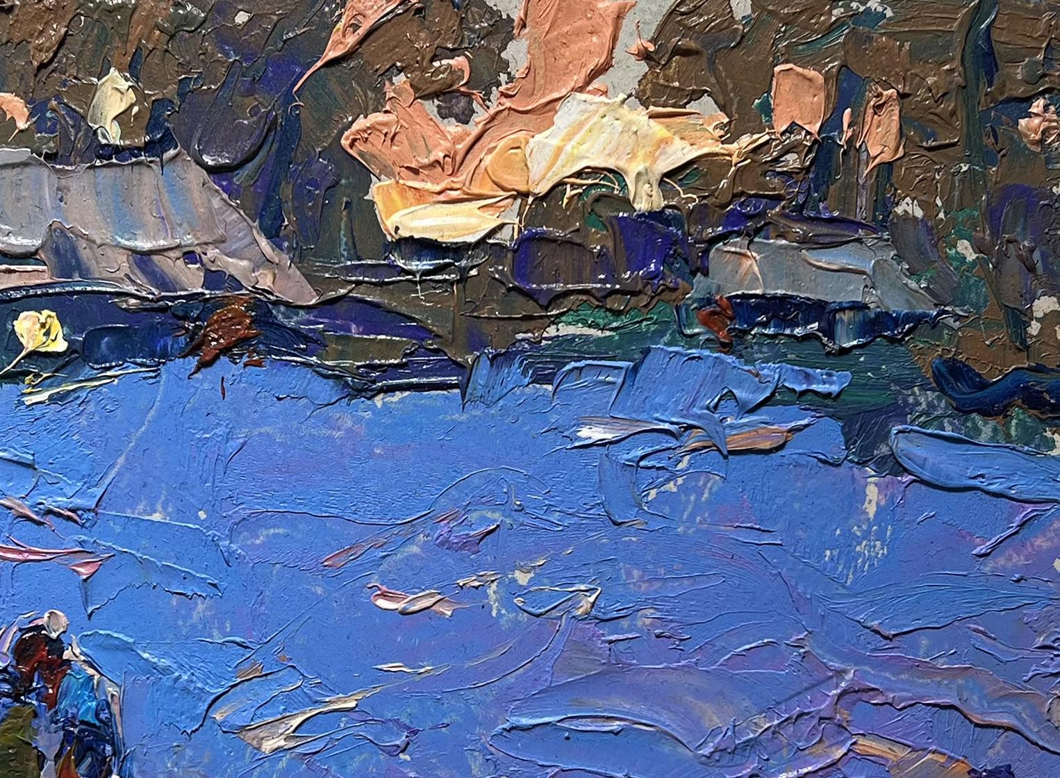 Oil painting Walk on a winter evening by Oleksiy Ivanyuk, textured abstract landscape