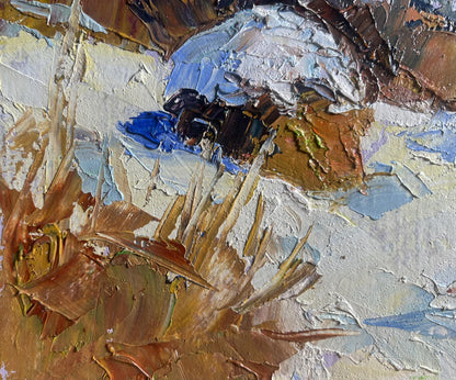 Oil painting Winter mountains by Boris Serdyuk, impasto textured peaks