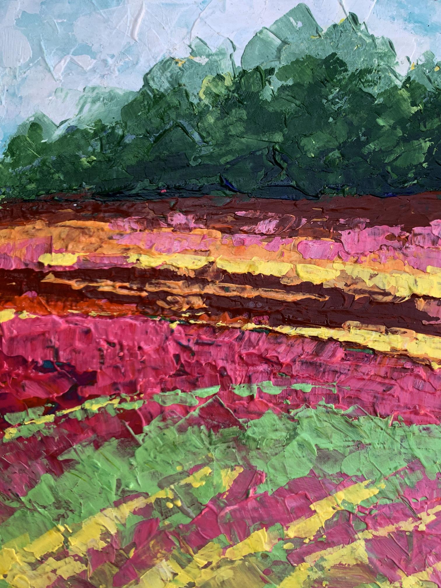 Vibrant impressionist oil painting of colorful field by V. Zadorozhnya