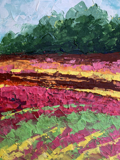 Vibrant impressionist oil painting of colorful field by V. Zadorozhnya