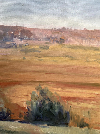 Oil painting Hot day by Tatyana Derdey serene textured landscape