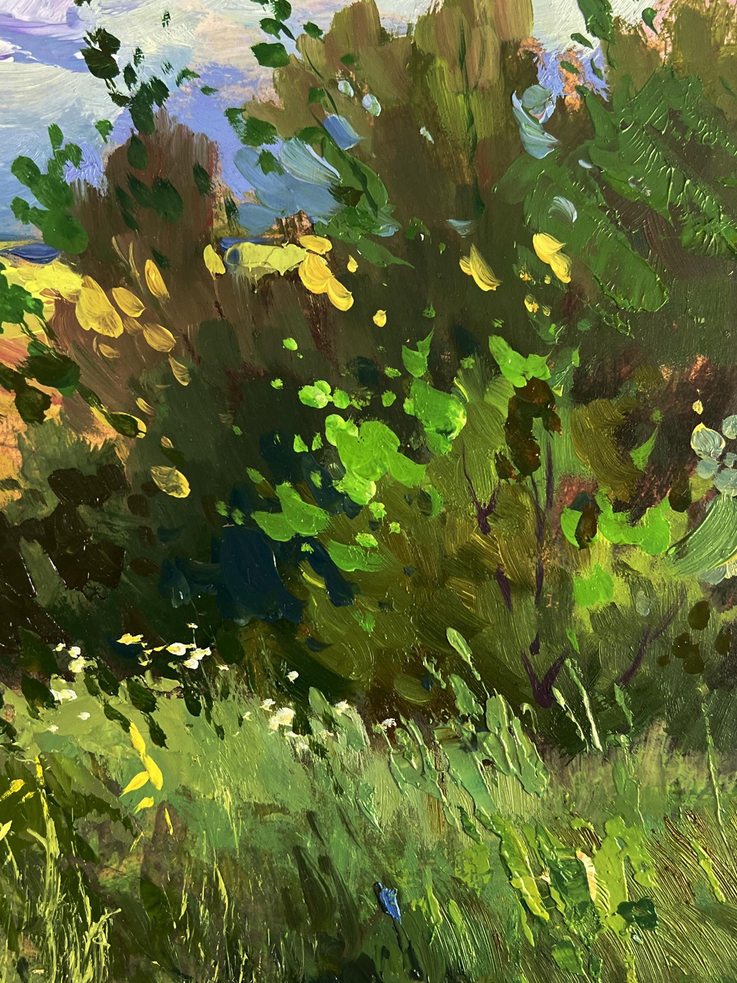 Vibrant impressionist oil painting A walk through cloudy nature by Yuriy Suprunchuk