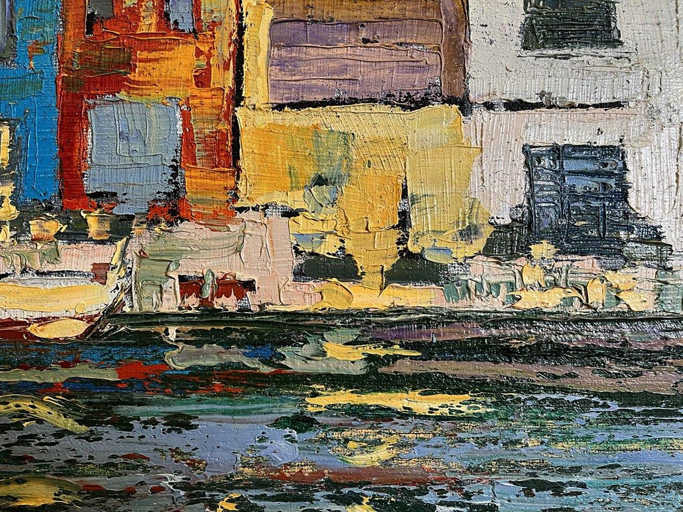 Vibrant abstract oil painting by Serhiy Kovalev, bold urban strokes