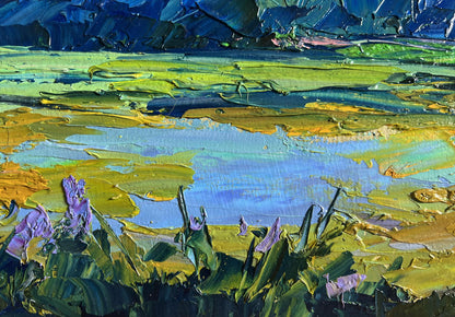 Vibrant impressionist oil painting Morning on the lake by Boris Serdyuk