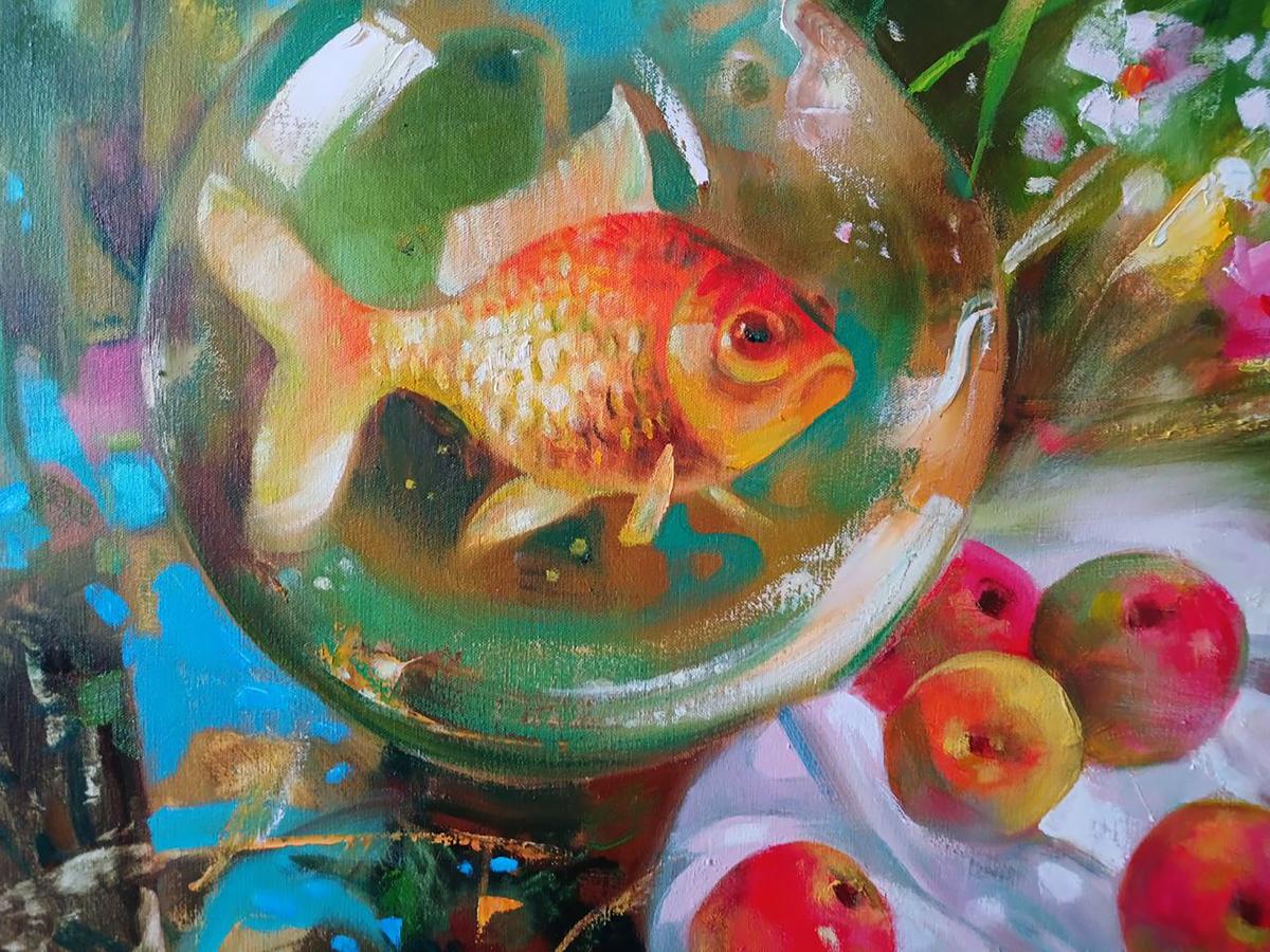 Abstract oil painting Festive Fauna Anatoly Tarabanov