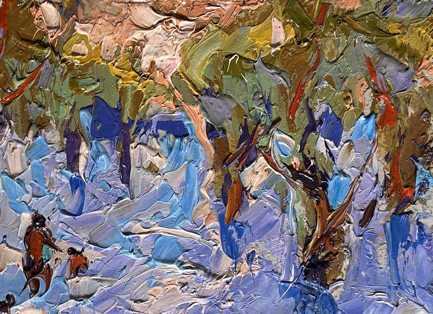 Vibrant impressionist oil painting In the winter forest park by Oleksiy Ivanyuk