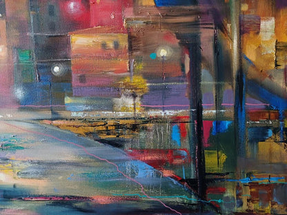 Abstract oil painting Night City Anatoly Tarabanov