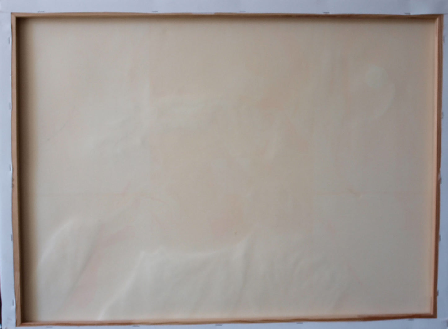 Oil painting Silver Buddha Konsta G. Amelinn on beige canvas in light wood frame