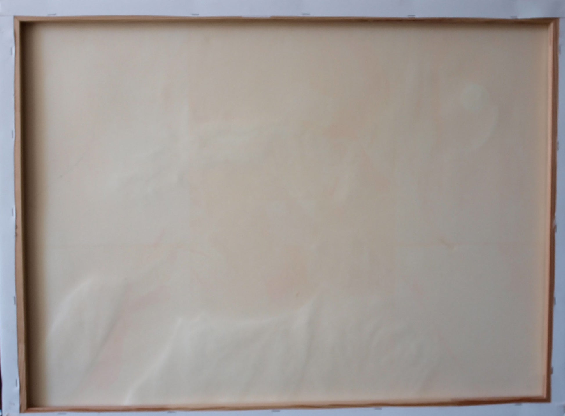 Oil painting Silver Buddha Konsta G. Amelinn on beige canvas in light wood frame