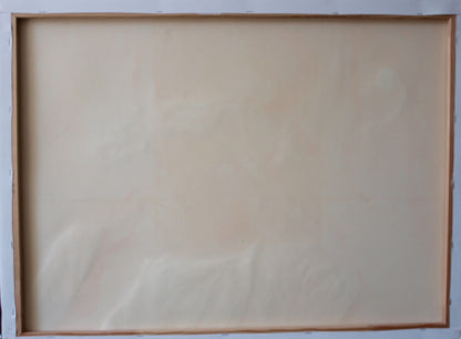 Oil painting Silver Buddha Konsta G. Amelinn on beige canvas in light wood frame