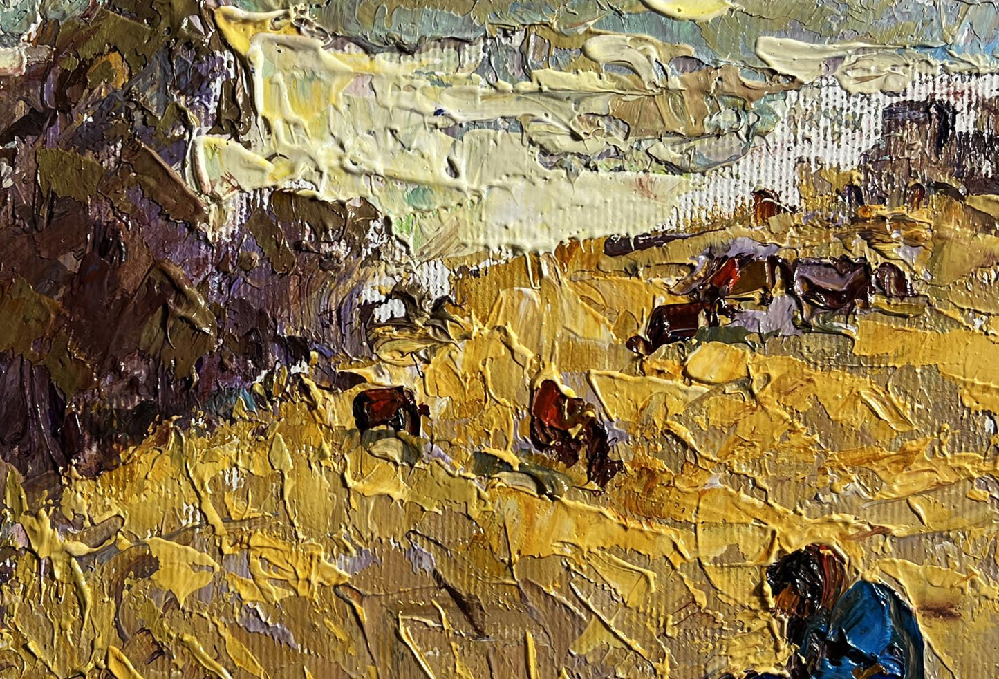 Impasto oil painting of autumn golden fields by Oleksiy Ivanyuk