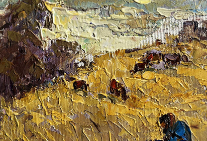 Impasto oil painting of autumn golden fields by Oleksiy Ivanyuk