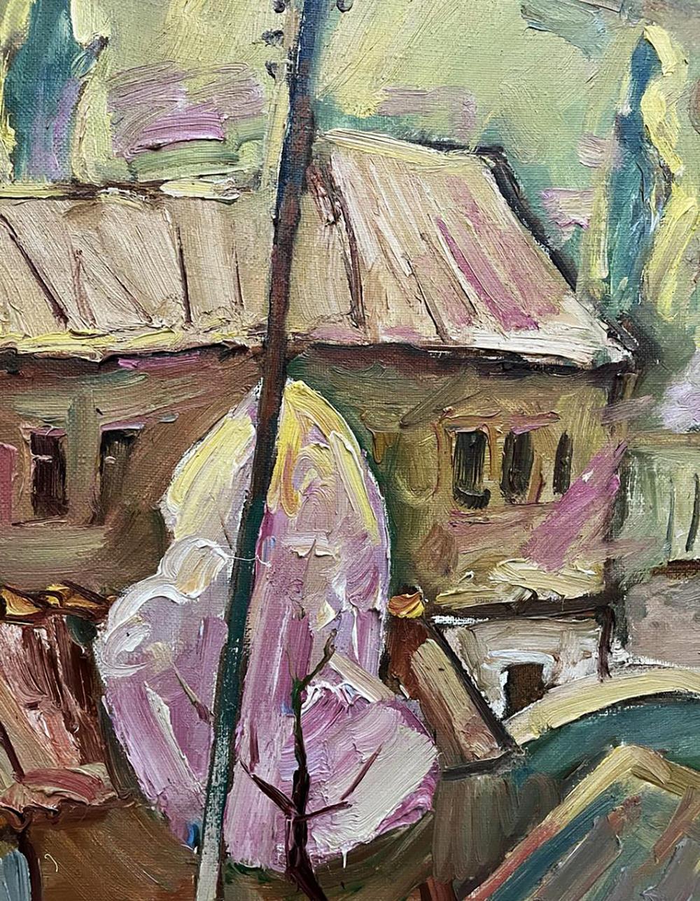 Oil painting Spring day by Oleksandr Andreev with pinkish-purple accents