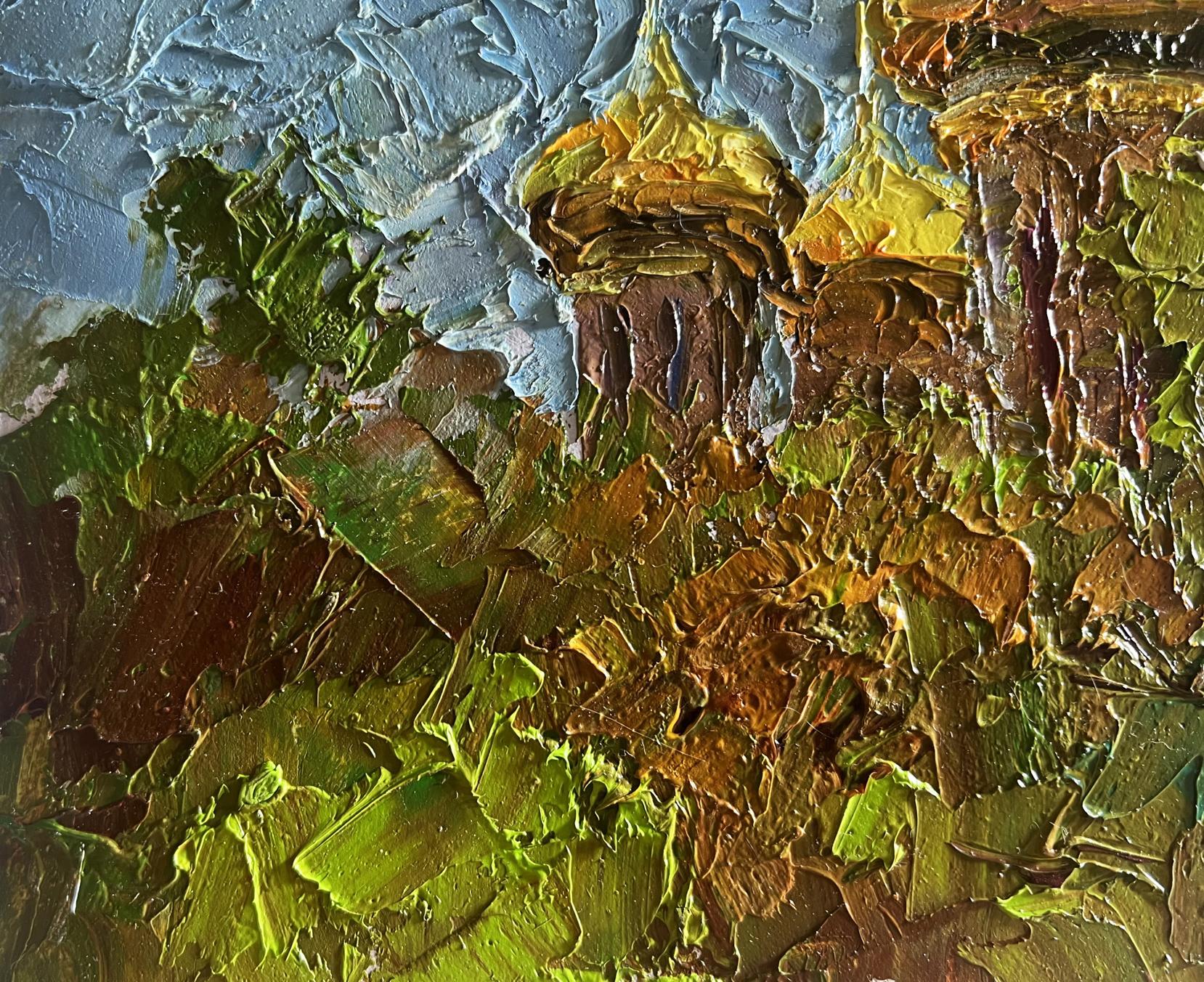 Oil painting Golden domes behind the trees by Boris Serdyuk