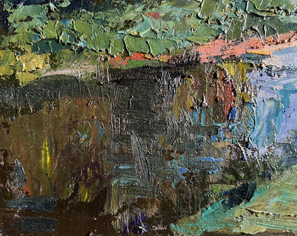 Oil painting Forest along the river by Boris Serdyuk with textured impasto strokes