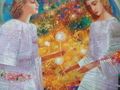 Abstract oil painting Two angels Anatoly Tarabanov