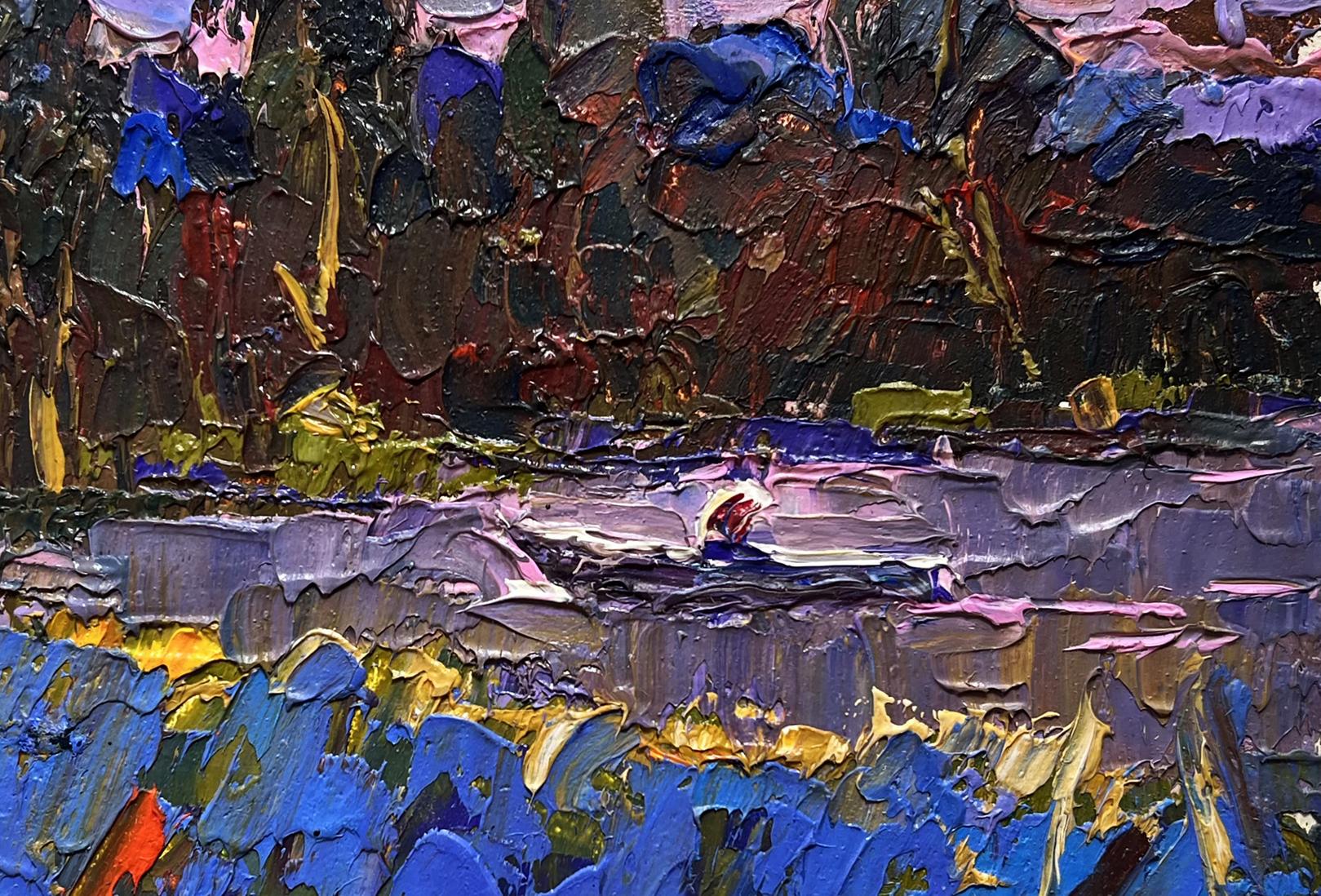 Impressionistic oil painting In the Evening by the Lake and the Field by Oleksiy Ivanyuk