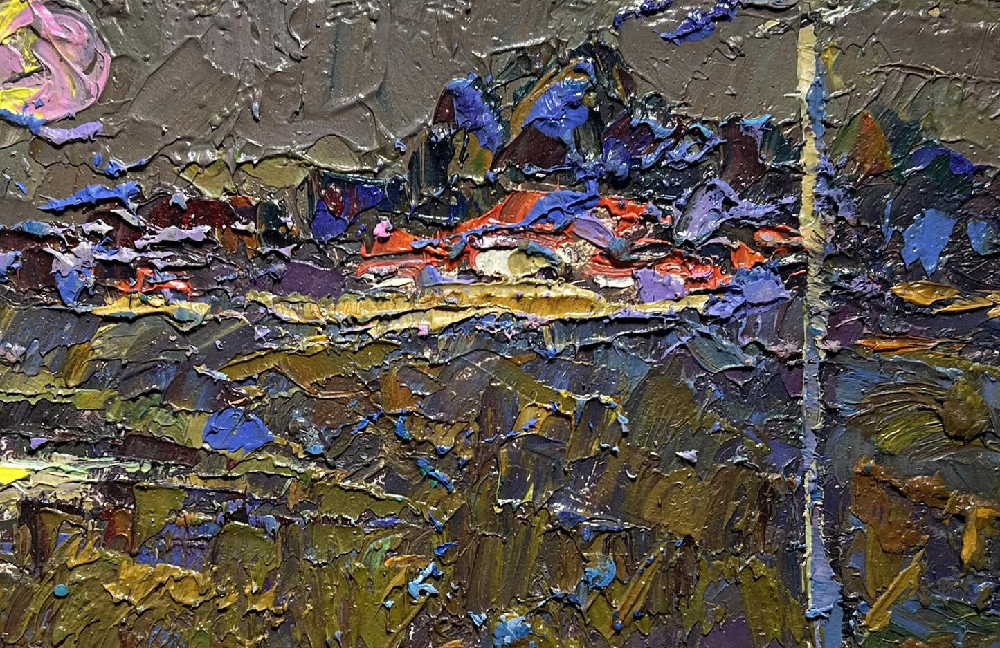Oil painting Moonlit night in autumn by Oleksiy Ivanyuk impasto textured art