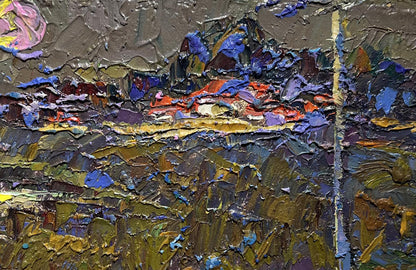 Oil painting Moonlit night in autumn by Oleksiy Ivanyuk impasto textured art