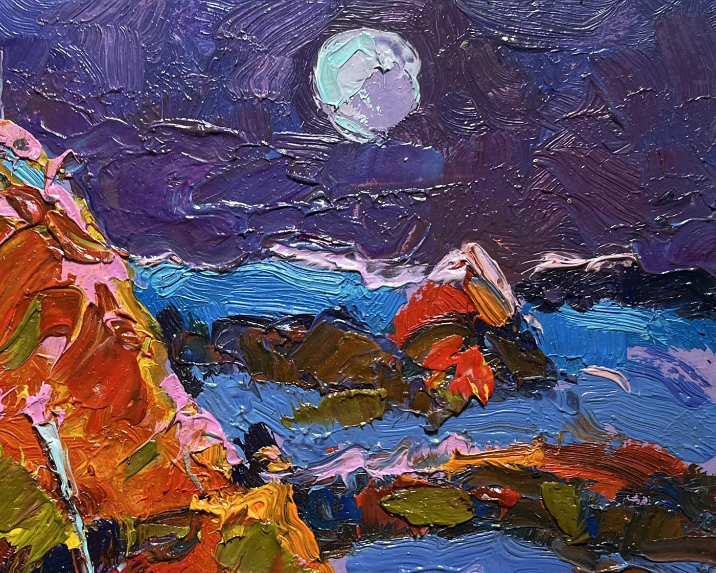 Vibrant moonlit seascape oil painting by Oleksiy Ivanyuk