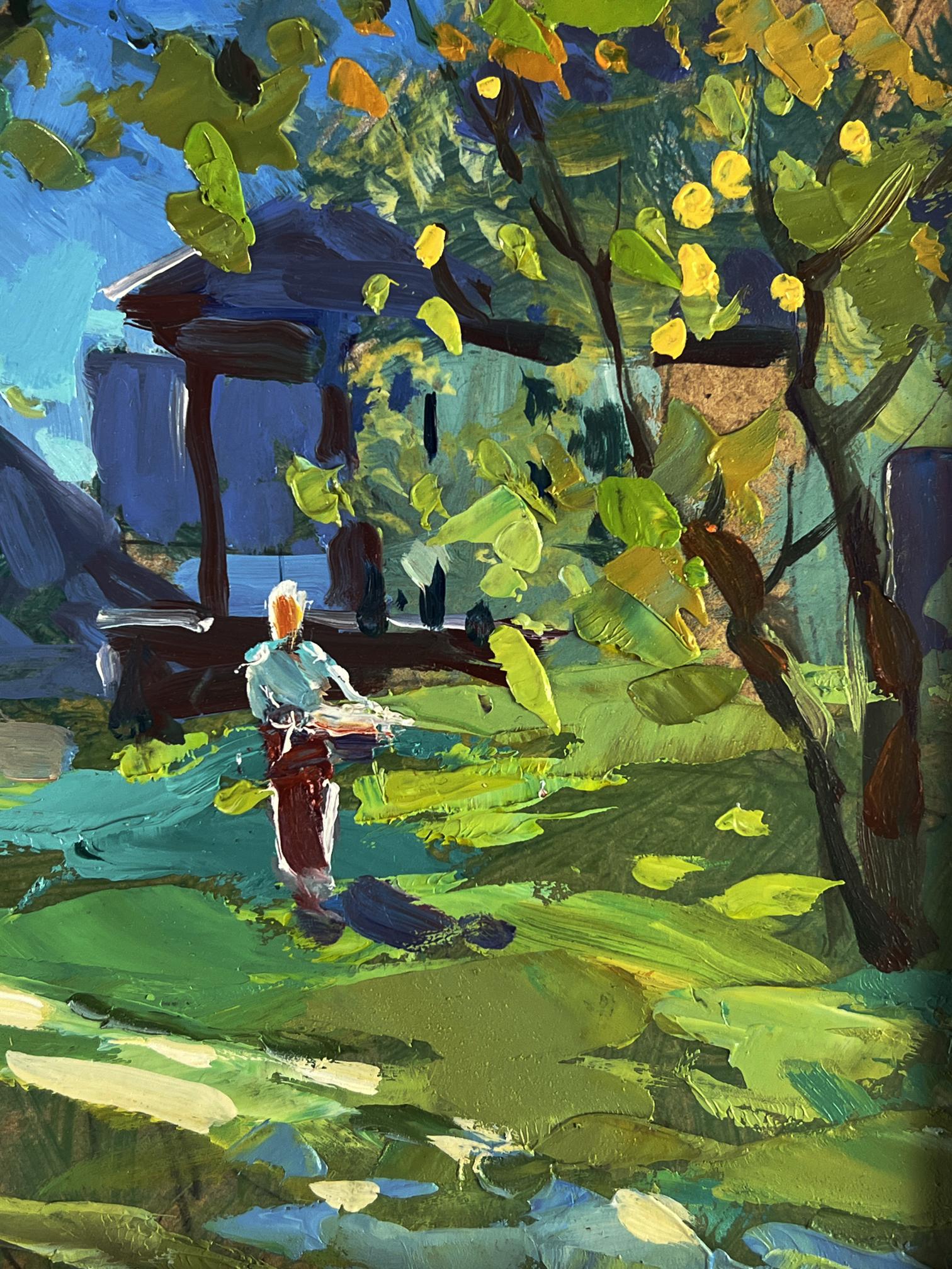 Vibrant impressionist oil painting Near the village houses by Yuriy Suprunchuk