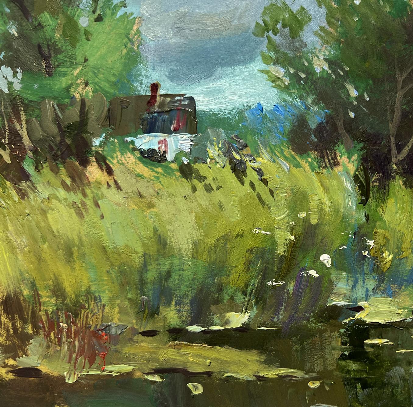 Rustic brown and white camper van by Yuriy Suprunchuk oil painting