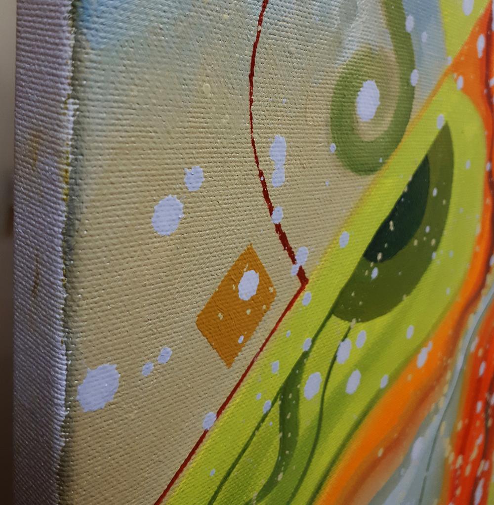 Oil painting Absinthe man by Sergiy Voichenko with green, yellow, orange swirls