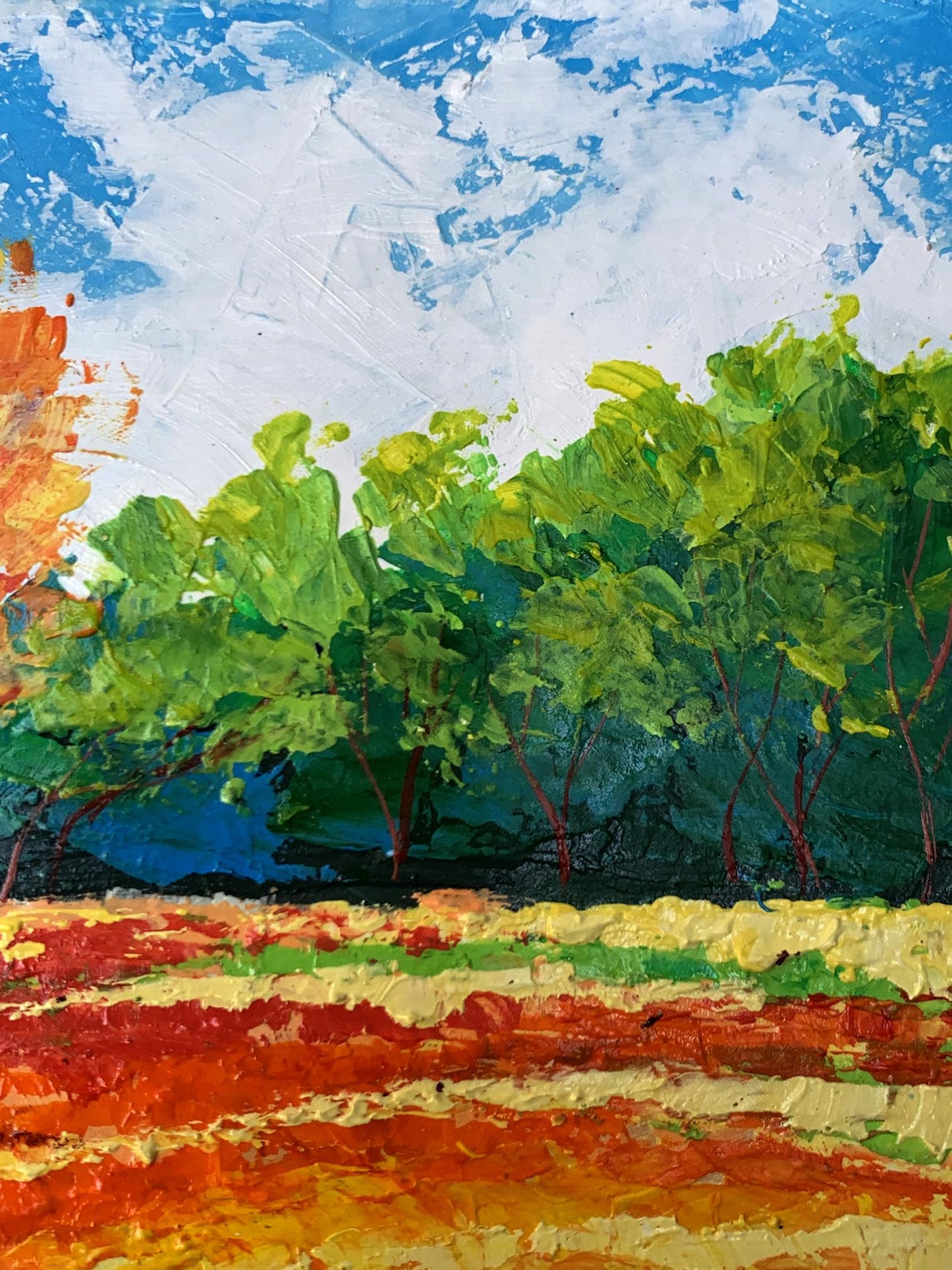 Vibrant impressionist oil painting Orange tree by V. Zadorozhnya
