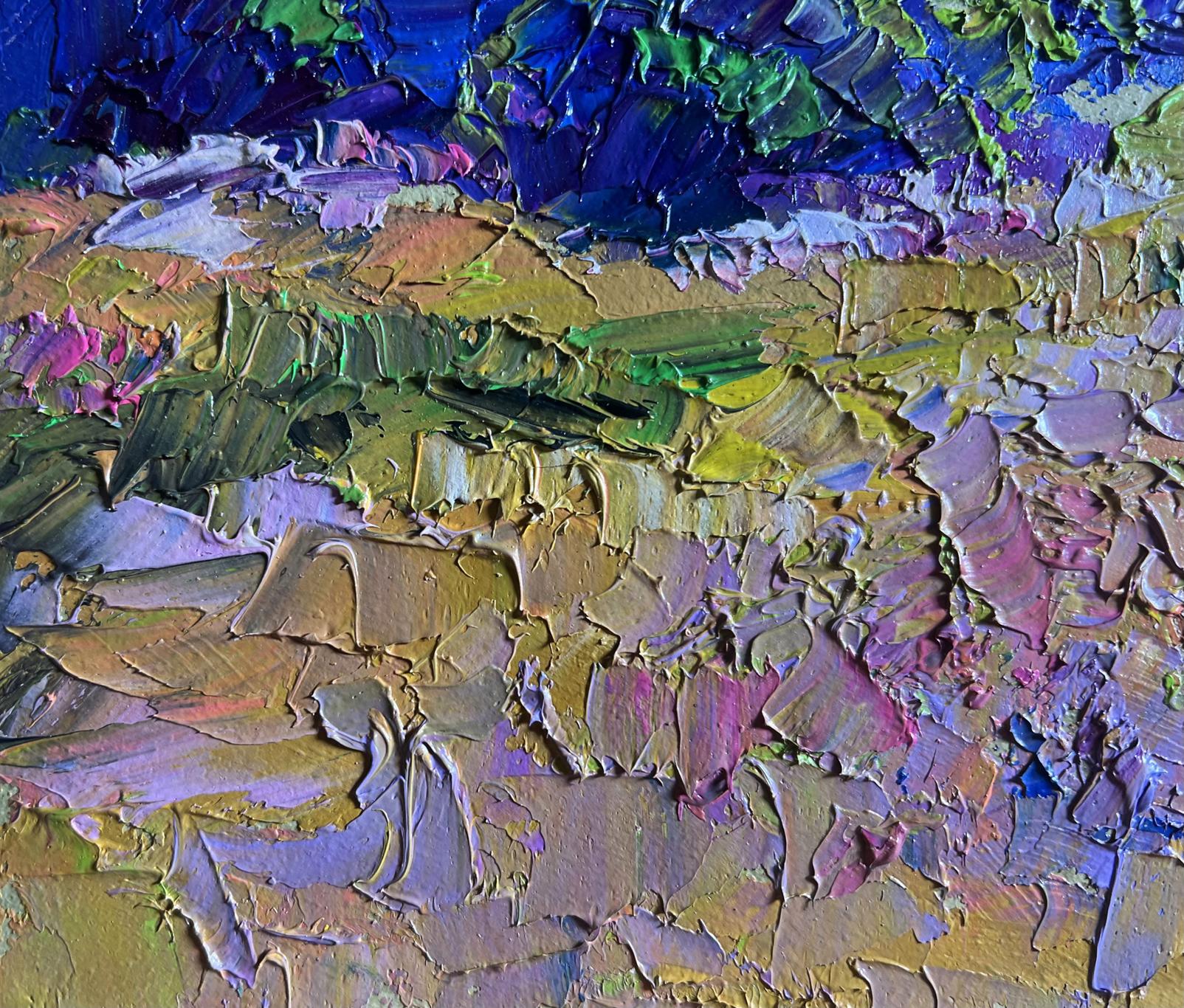 Oil painting of summer flower meadow by Boris Serdyuk in vibrant impasto