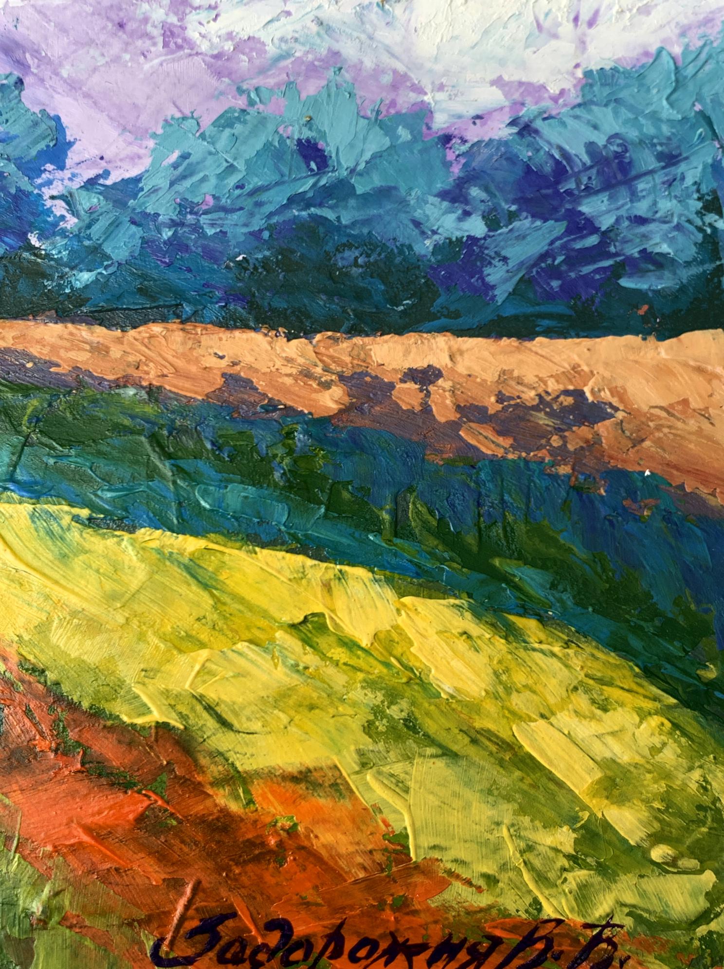 Vibrant impressionist oil painting Cloudy sunny day by V. Zadorozhnya