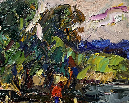 Oil painting Willows by the River by Oksana Ivanyuk