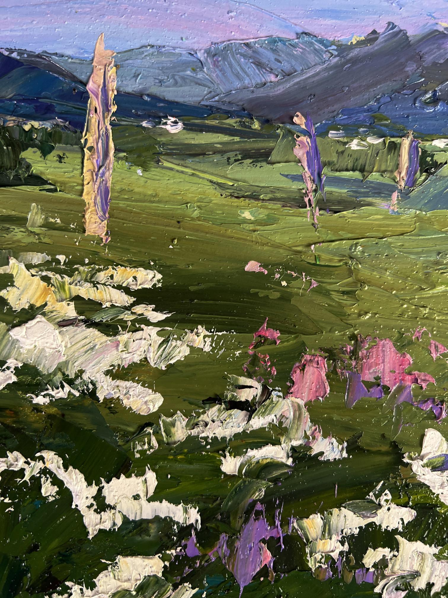 Vibrant oil painting Flowering mountain fields by Boris Serdyuk