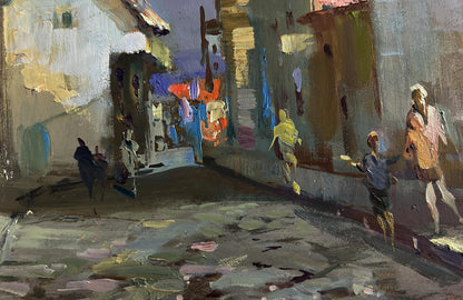 Oil painting Walking along the city street by Yuriy Suprunchuk