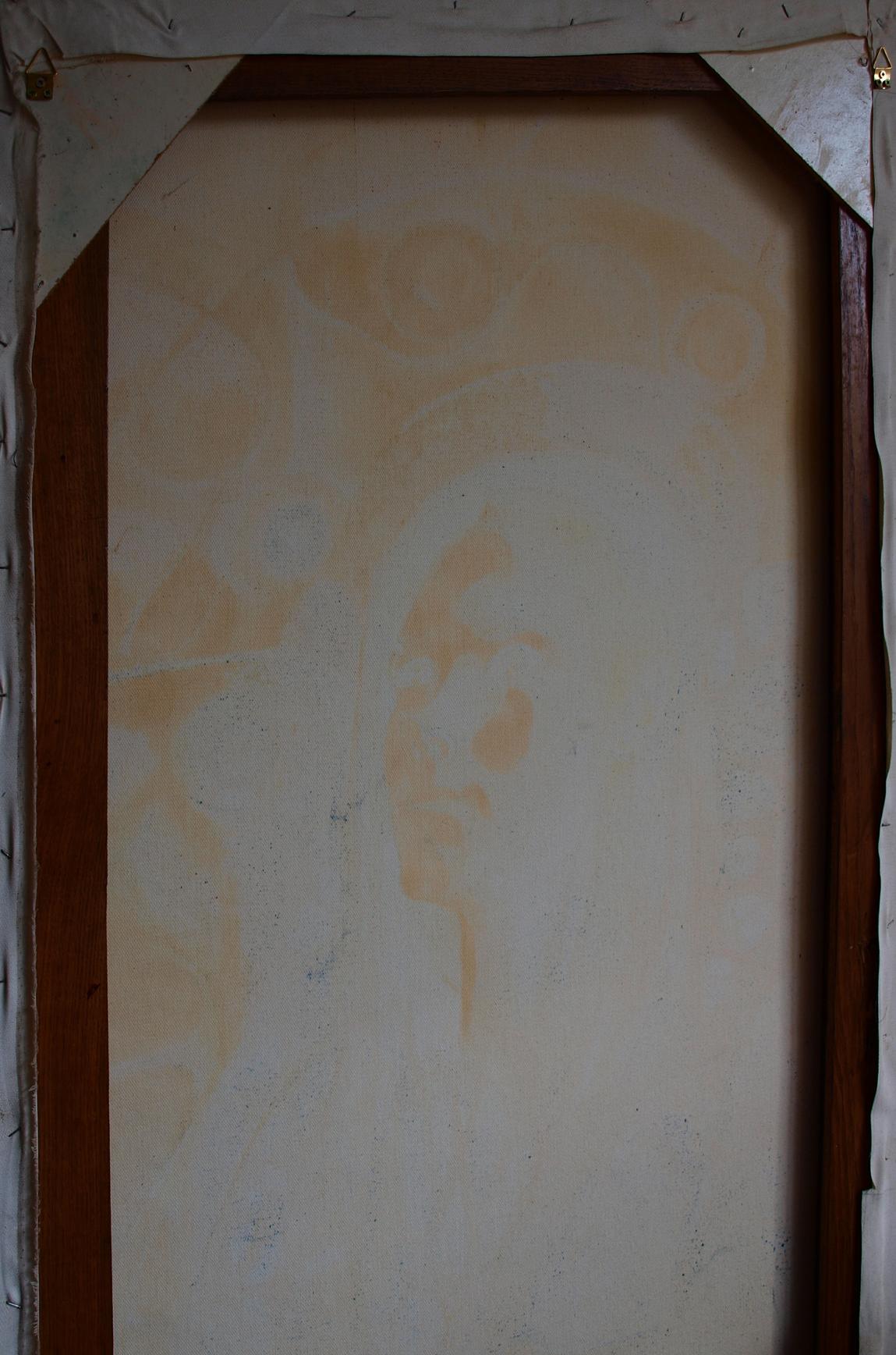 Framed oil painting Thirteenth unpaired by Konsta G. Amelinn in beige tones