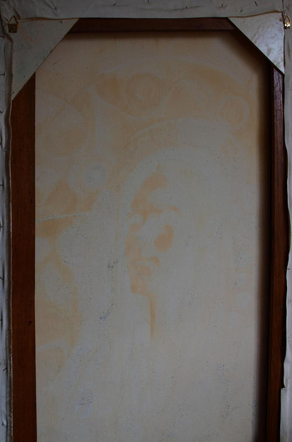 Framed oil painting Thirteenth unpaired by Konsta G. Amelinn in beige tones
