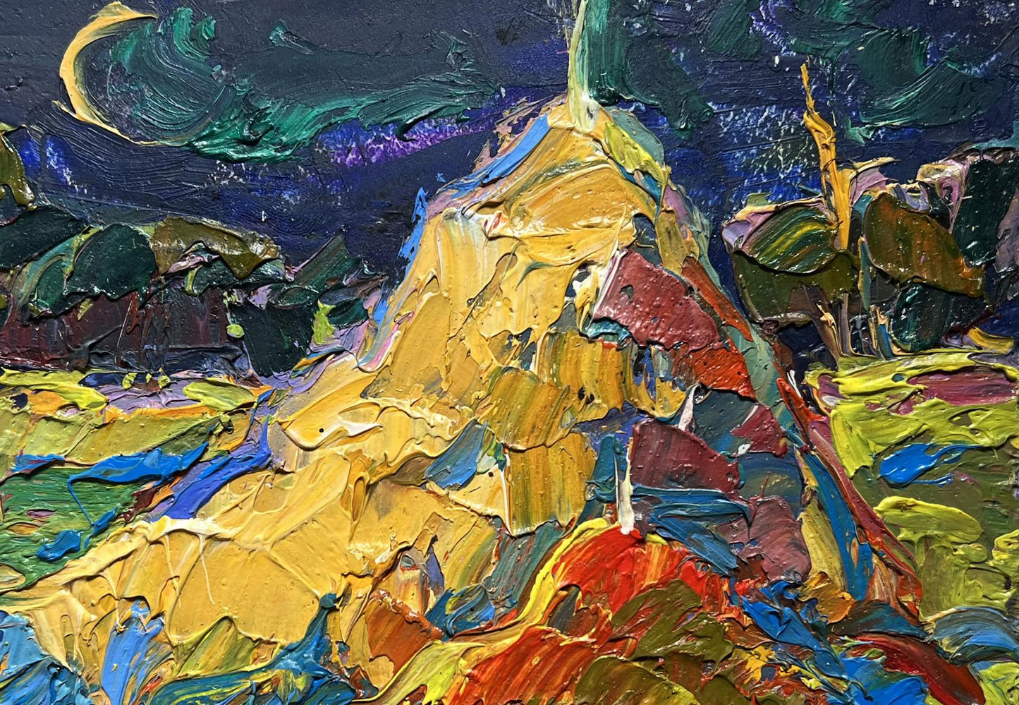 Vibrant impressionist oil painting The Young Moon by Oksana Ivanyuk