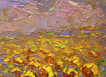 Vibrant impressionist oil painting of sunflower field by Oleksiy Ivanyuk