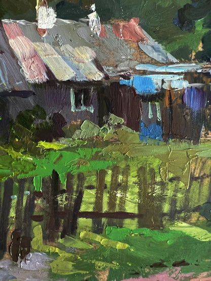 Oil painting of rustic country courtyard by Yuriy Suprunchuk