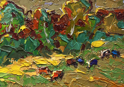 Oil painting In the Field on a Walk by Oleksiy Ivanyuk, vibrant green strokes