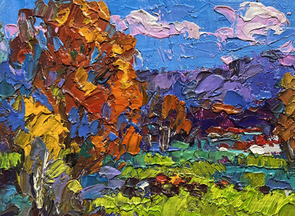 Vibrant impressionist oil painting Early in the morning in the field by Oleksiy Ivanyuk