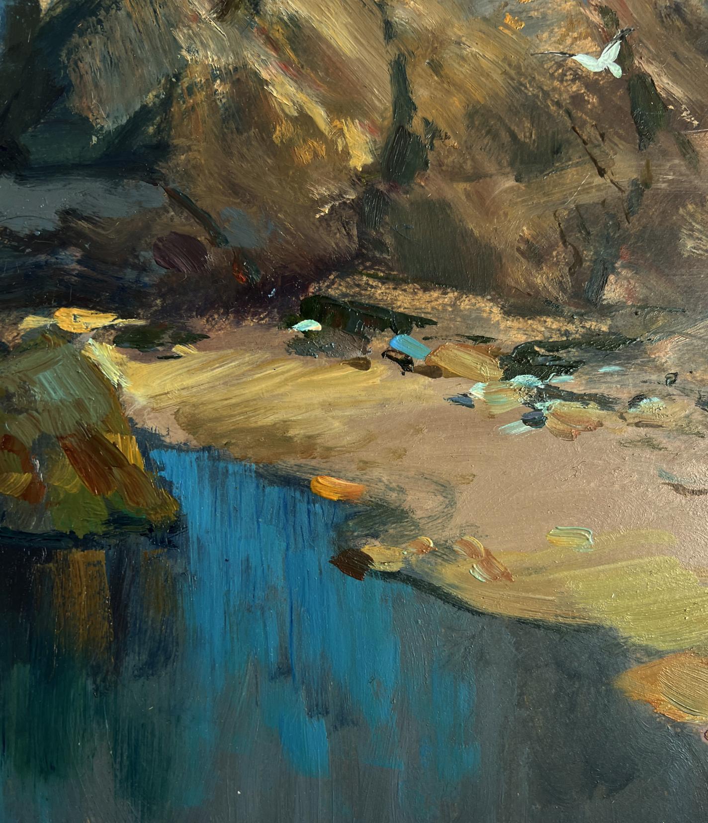 Oil painting Sunlight through the clouds by Yuriy Suprunchuk, rugged coast