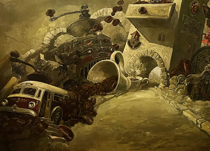 Oil painting surrealism City Yuriy Laptev