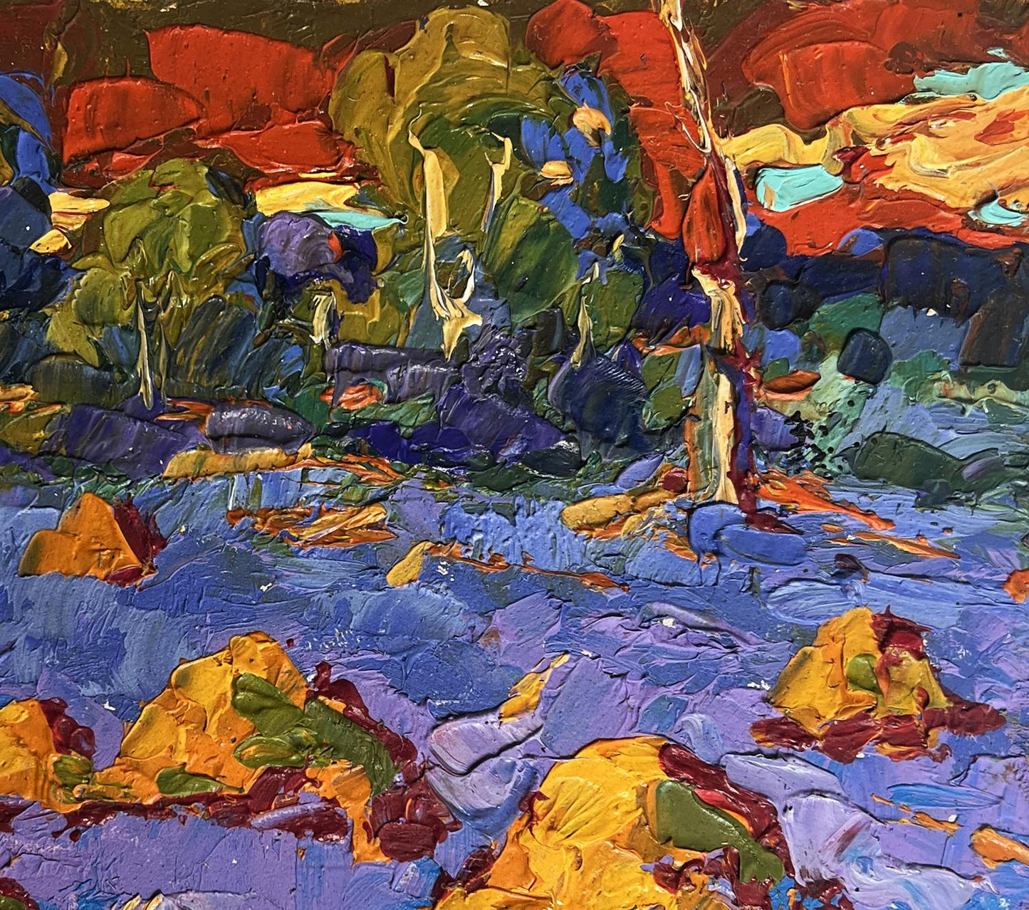 Vibrant impressionist oil painting Warm crimson evening by Oleksiy Ivanyuk